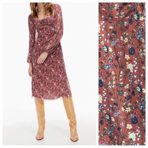 Aritzia Wilfred Jacqueline Babydoll Floral Print Midi Dress Size 8 26990